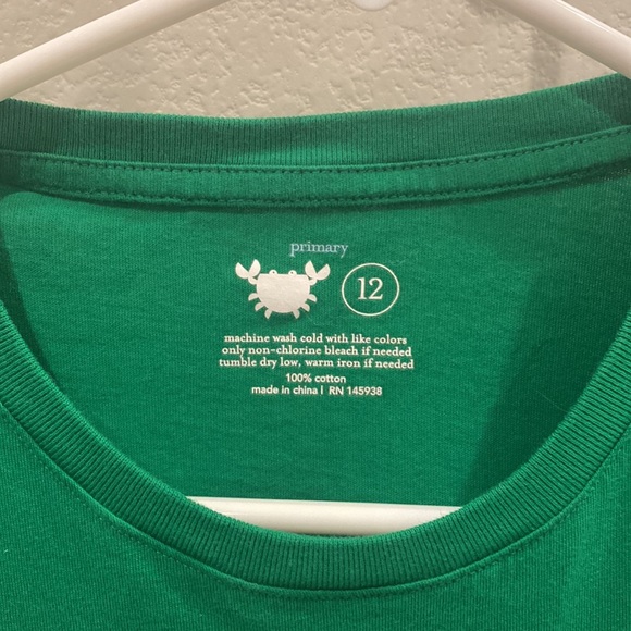 EUC Primary Brand Solid Green Girls Size 12 Long Sleeve Basic Top Shirt - Picture 7 of 7